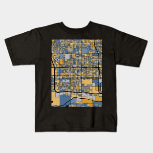 Phoenix Map Pattern in Blue & Gold Kids T-Shirt